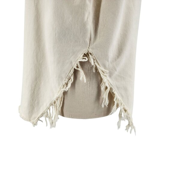 NEW BDG Urban Outfitters Womens Medium Top Fringe Raw Hem Ivory Relaxed Fit - Picture 4 of 11